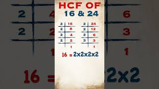 HCF of 16 & 24 / #shorts #short #hcf #viral #trending #hcf_lcm Public Maths