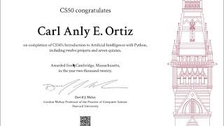 The Harvard CS50 Artificial Intelligence Certificate