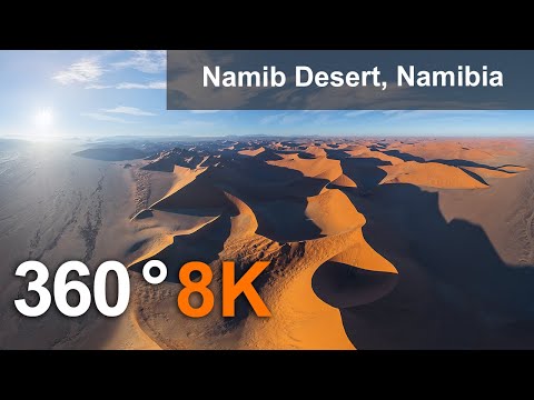 Namib Desert, Namibia. 8K 360 aerial video.