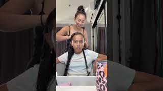 Doing Déjà’s hair. 6 cornrows. #hairstyle #mumanddaughter