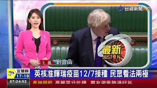 英國核准輝瑞疫苗12/7接種 民眾看法兩極