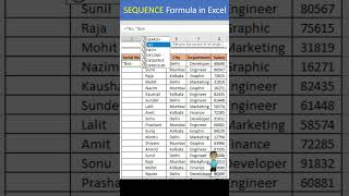 Sequence Formula in Excel #exceltutorial #excel #exceltips #shorts #exceltutorial #microsoftexcel