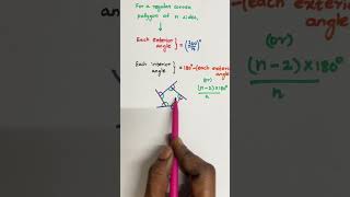Shorts154:Finding Each exterior and interior angle formula for regular polygon#simplifymaths1183