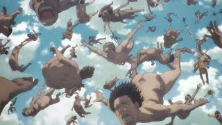 Flying Titan's Scene (S4) | Zeke turn's eldians into pure titan by a scream
