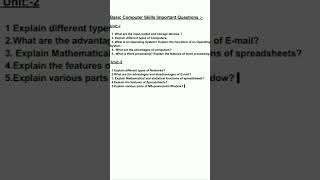 Basic computer skills Important Questions B. com, 1st year, OU