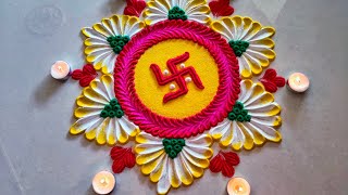 Diwali rangoli design|| Festival rangoli designs|| Rangoli for diwali|| Simple rangoli design||