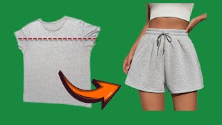 💥How to turn a T-shirt into stylish shorts quickly and easily!!