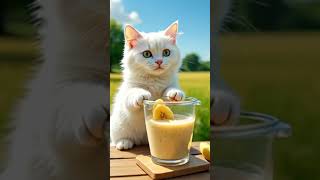 "Banana shake chef in fur!"🍌🍹#CatChef #BananaShake #CuteCatVideo