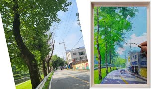 404.Shin - Jae Heung 도시풍경 그리기 (음성읍) / Palette Knife By Oil Painting / Landscape Painting