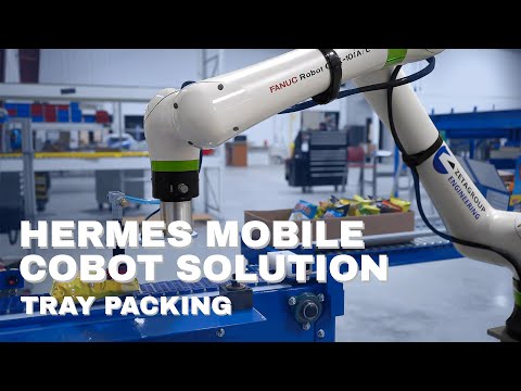 FANUC CRX Cobot Case Packing | Hermes Mobile Cobot Solutions