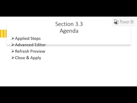 Power Query - Applied Steps, Advanced Editor, Refresh Preview, Close & Apply