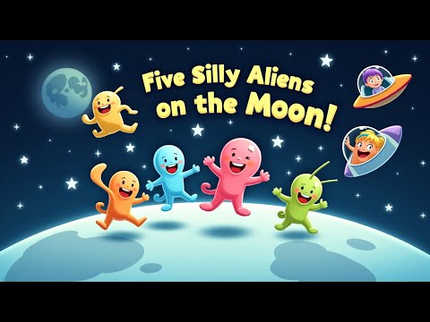 Five Silly Aliens Jumping on the Moon 🌕🛸 | Funny Space Rhyme for Kids | Tumble Jumble Nursery Rhymes