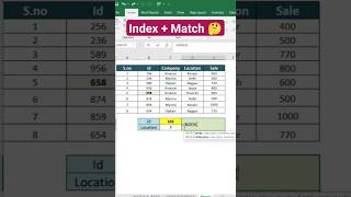 Index+Match #index #match #excel #exceltricks #exceltips #viral #viralshort #viralshorts