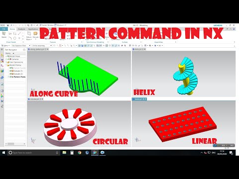 NX tutorial for beginners (Part-22)|| Pattern feature|| Linear, helix, circular and along curve||
