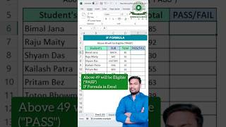 ✅ IF Formula | Above 49 will be Eligible ("PASS") | How to Apply IF Formula in Excel | #exceltips