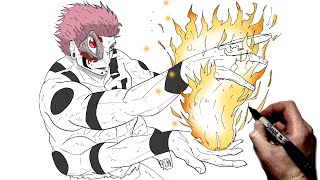 How To Draw Sukuna "Open, Furnace" | Step By Step | JJK