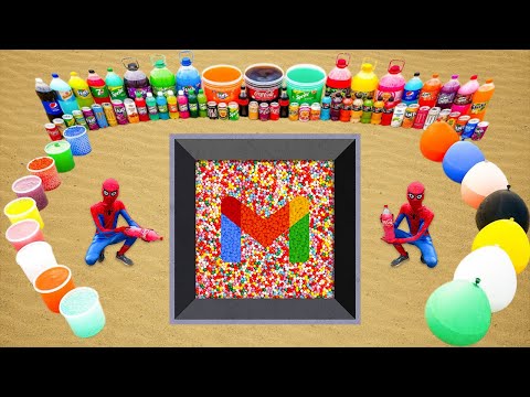 How to make Rainbow Gmail Logo with Orbeez, Giant Fanta, Sprite, Mtn Dew, Coca Cola & Mentos