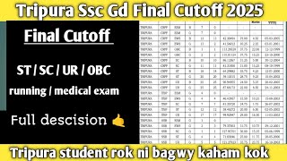 Ssc gd tripura final expected cutoff 2025!! Tripura SSC GD final cutoff mark 2025