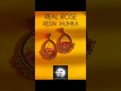 Real Rose Epoxy Resin Jhumke | Real Pressed Rose Flower🌹Jhumke||