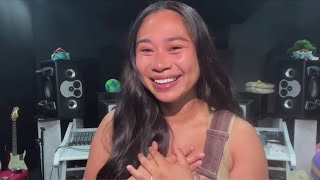 Houston-based vocalist Jessica Sanchez reacts to her America's Got Talent golden buzzer moment