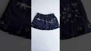 Upcycle rework thrift flip sweatpants into alt rhinestone miniskirt #sewing #upcycling #remake