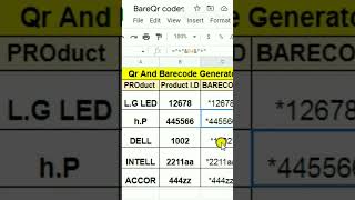 Bare code Generate in Google sheets #shorts #googlesheets #excel