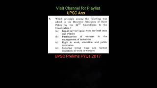 Part 30 : UPSC CSE PYQs 2017 | Polity and Constitution #upscpyqs #upscshorts #upsc #upscsimplified