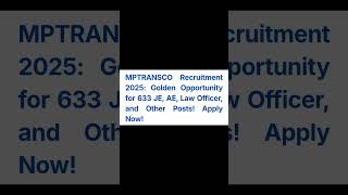 MPTRANSCO  Recruitment 2025#mppsc #mpjobs #govtjobs #job #exam #rpsc #upsc #mppsc #sscje #ssc #edit