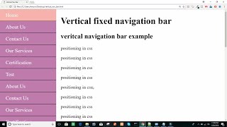 Vertical Navigation Bar || Nav Bar||Fixed vertical navigation Bar||css navigation