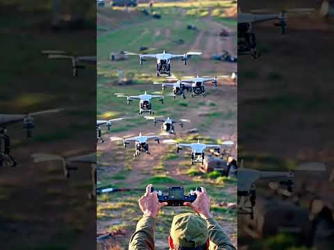 A soldier engages in combat with a handheld drone controller, launching a swarm of drones to provide