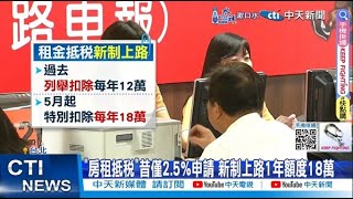 【每日必看】"房租抵稅"5月上路! 特別扣除額18萬租屋族有感 20250311
