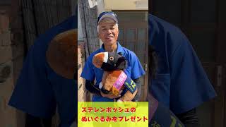 国枝栄調教師にステレンボッシュのぬいぐるみをプレゼント