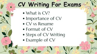 CV Writing in English Class 12|Curriculum Vitae|How to Write a CV?CV vs Resume|Steps of CV Writing