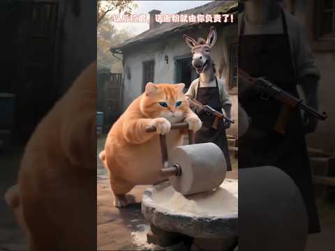 Cat ||And the donkey irritating the Cat || 😲 😲😍. #cat #orangecat #short #1million