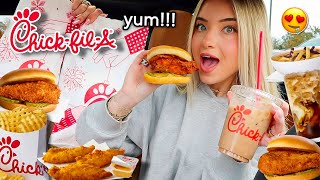 Big Chick-Fil-A Mukbang!! spicy chicken sandwich, chicken strips, fries & more