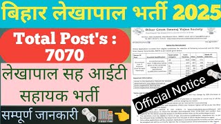 Bihar PRD Lekhapal IT Sahayak New Vacancy Update 🗞️ | PRD Lekhapal Vacancy Update | Lekhapal IT Cum.