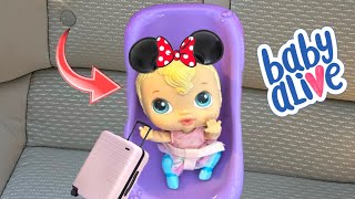 NEW Baby alive crib life doll goes on a outing 🧳 Disney world 🏰 and swimming 🏊‍♀️