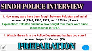 Sindh police Interview preparation 2024 | sindh POLICE CONSTABLE |sindh police interview questions