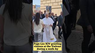 Pope Leo XIV greeting audience during a walk-by #popeleoxiv #catholicnews #catholic #pope #news