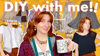 Finishing My ENTIRE DIY Pile | cozy thrift flip/upcycle with me!
