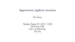 ICM2014 VideoSeries PL14: Ben Green on Aug19Tue