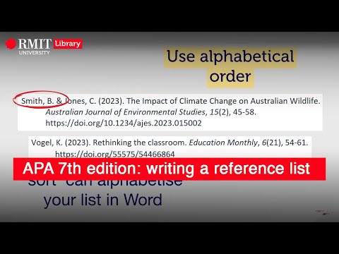APA 7th edition: writing a reference list