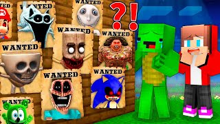 JJ and Mikey Wanted NEW SCARY MONSTERS at Night in Minecraft - Maizen
