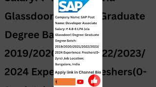 SAP post | Jobs For Freshers #itjobsforfreshers #recruitment2024 #jobs