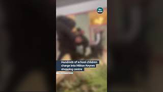 Hundreds of school children charge into Milton Keynes shopping centre #itvnews