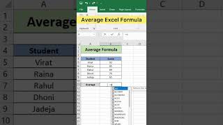 Average Excel Formula #excel #exceltips #exceltutorial