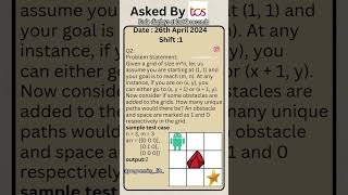TCS NQT coding question Date : 26th April 2024 Shift : 1Like || share || comment || subscribe