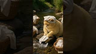 Laundry day with the purr-fect helper 🧺🐾 Wild Wonders World #trending #shortvideo #funny #shorts