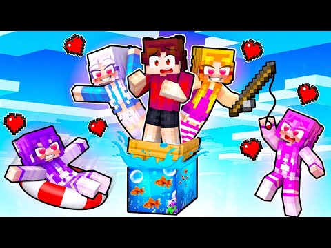Stuck On ONE WATER BLOCK With MY CRAZY FAN GIRLS... (Minecraft)