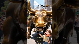 《冲呀！铜牛出街啦！🐂💨》“Charging Bull: The Strongest Selfie Star on Wall Street!”